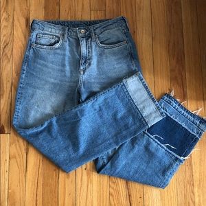 Zara straight cropped jeans with bottom detail